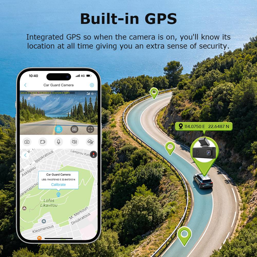 SECTEC 4G AOV Dash Camera Car Guard GPS 24/7 Dual Lens Night Vision 6MP CMOS G-Sensor Radar Two-Way Audio Security CCTV Camera
