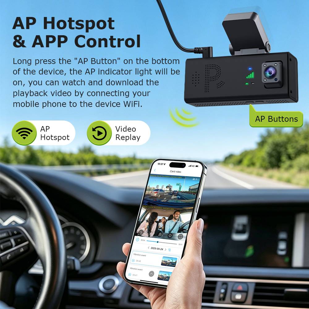 SECTEC 4G AOV Dash Camera Car Guard GPS 24/7 Dual Lens Night Vision 6MP CMOS G-Sensor Radar Two-Way Audio Security CCTV Camera