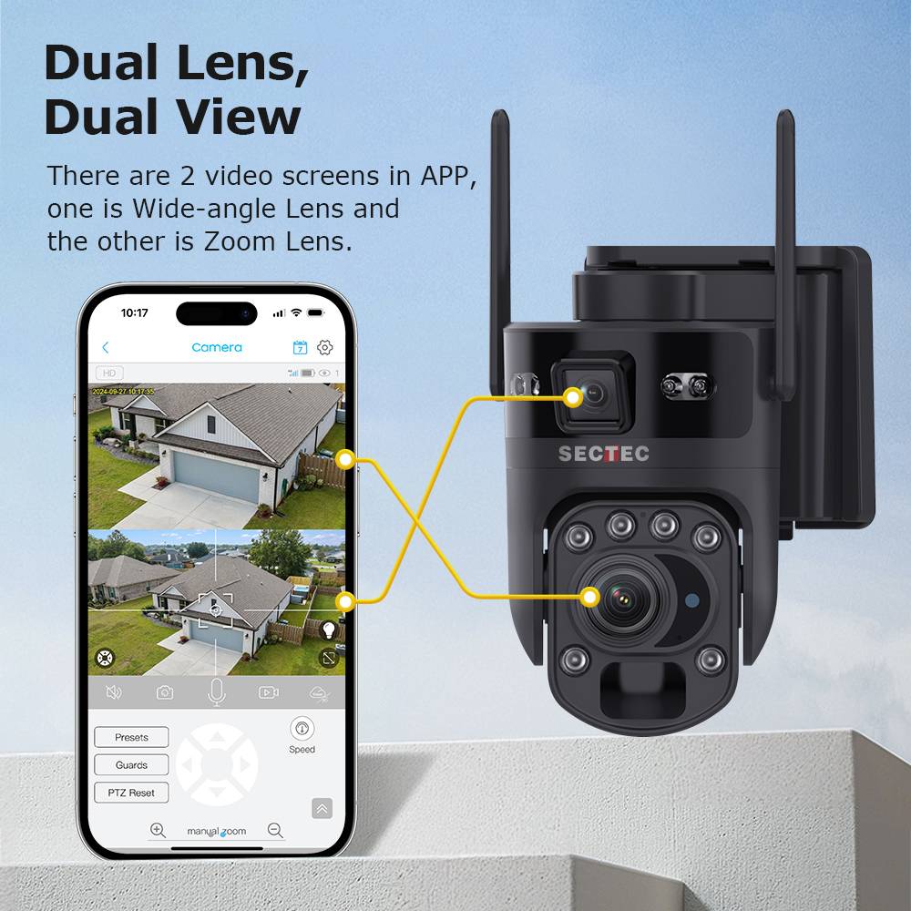 637-20X-6MP  Dual Lens 4G/WiFi Solar PTZ Camera