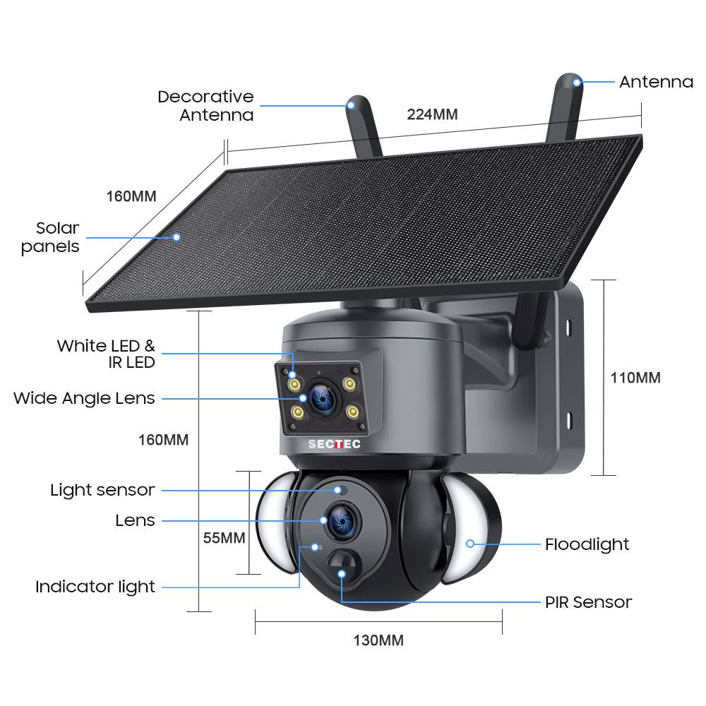 ST-538-6M-AOV 24/7 Floodlight Solar Battery PTZ Camera