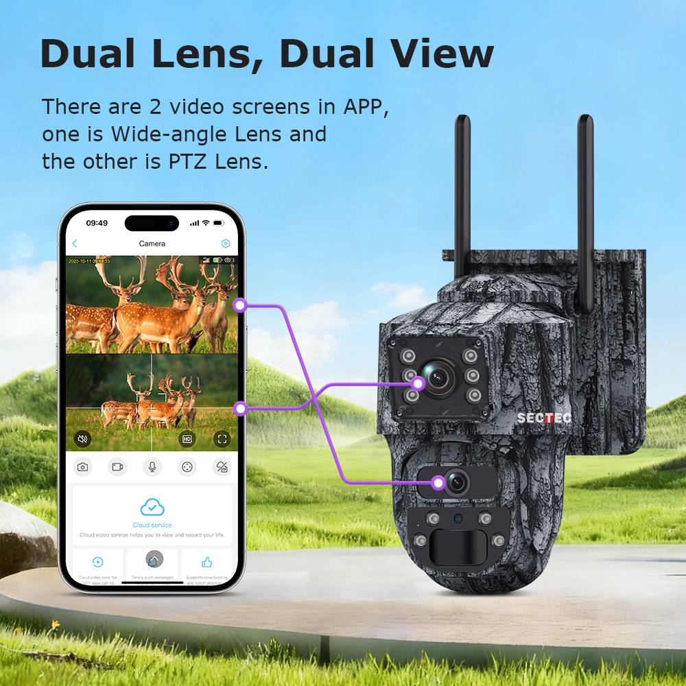 4G Solar Floodlight Security Camouflage Camera AI Detection Battery WIFI CCTV IP Camera