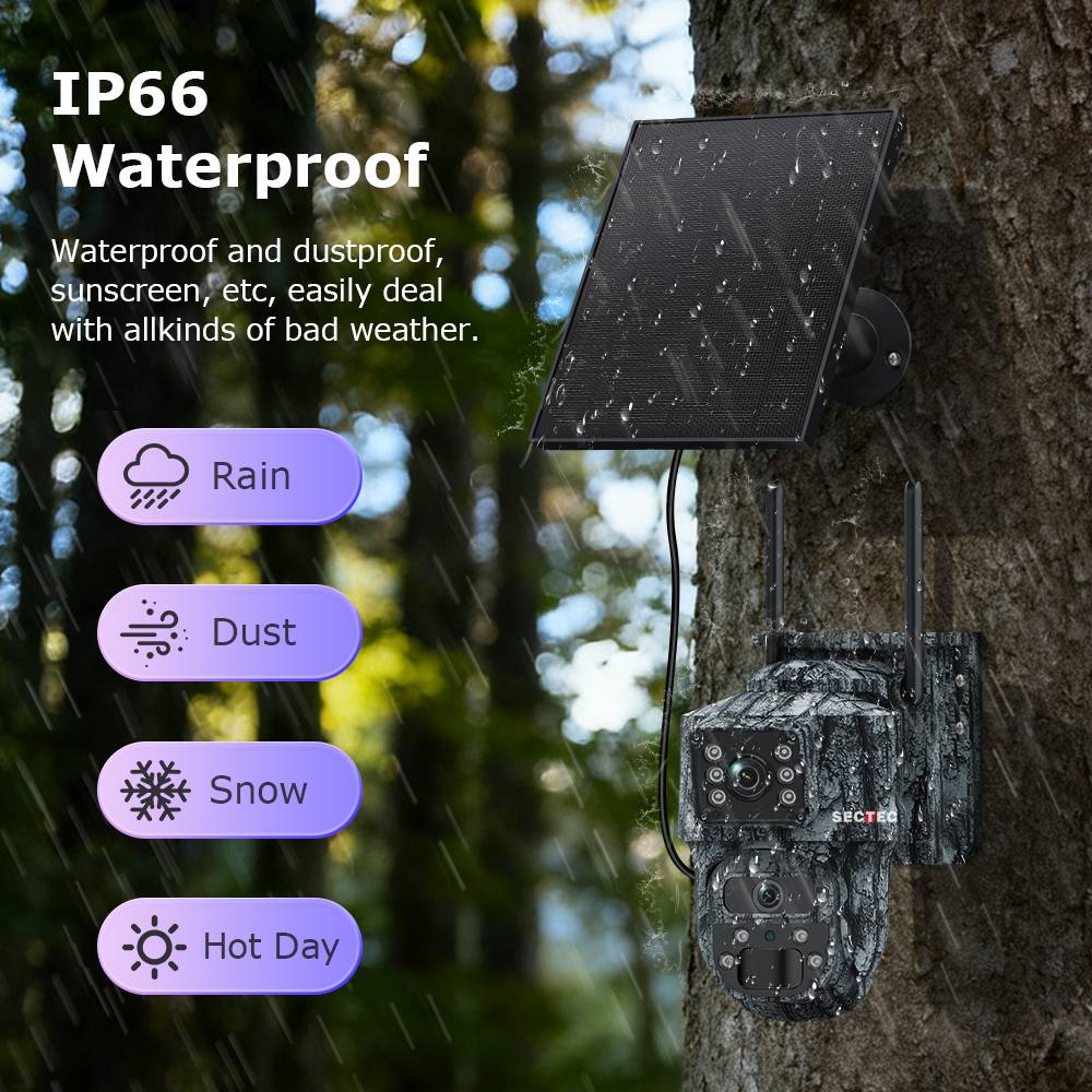 4G Solar Floodlight Security Camouflage Camera AI Detection Battery WIFI CCTV IP Camera