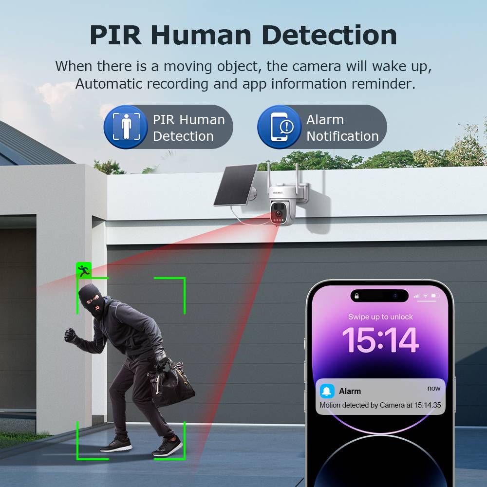 500M Halow Wifi 2.4GHZ 5GHZ 4ch Solar Wifi PTZ Kits Range Extender IP66 Wifi Plug and Play Wireless Solar Camera Kit