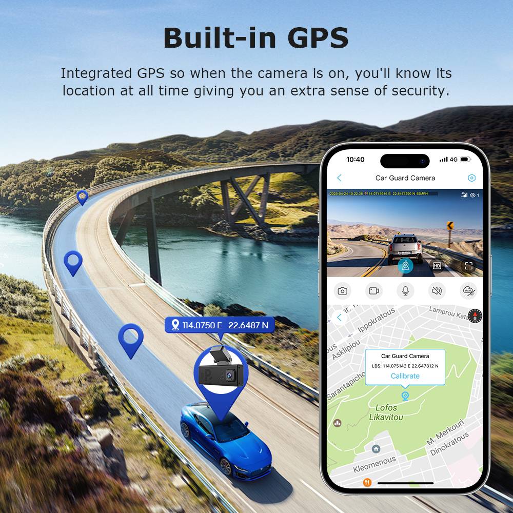 SECTEC Car Guard Camera Built in Radar Detection Front and Rear 6MP GPS Dual Lens Parking Camera