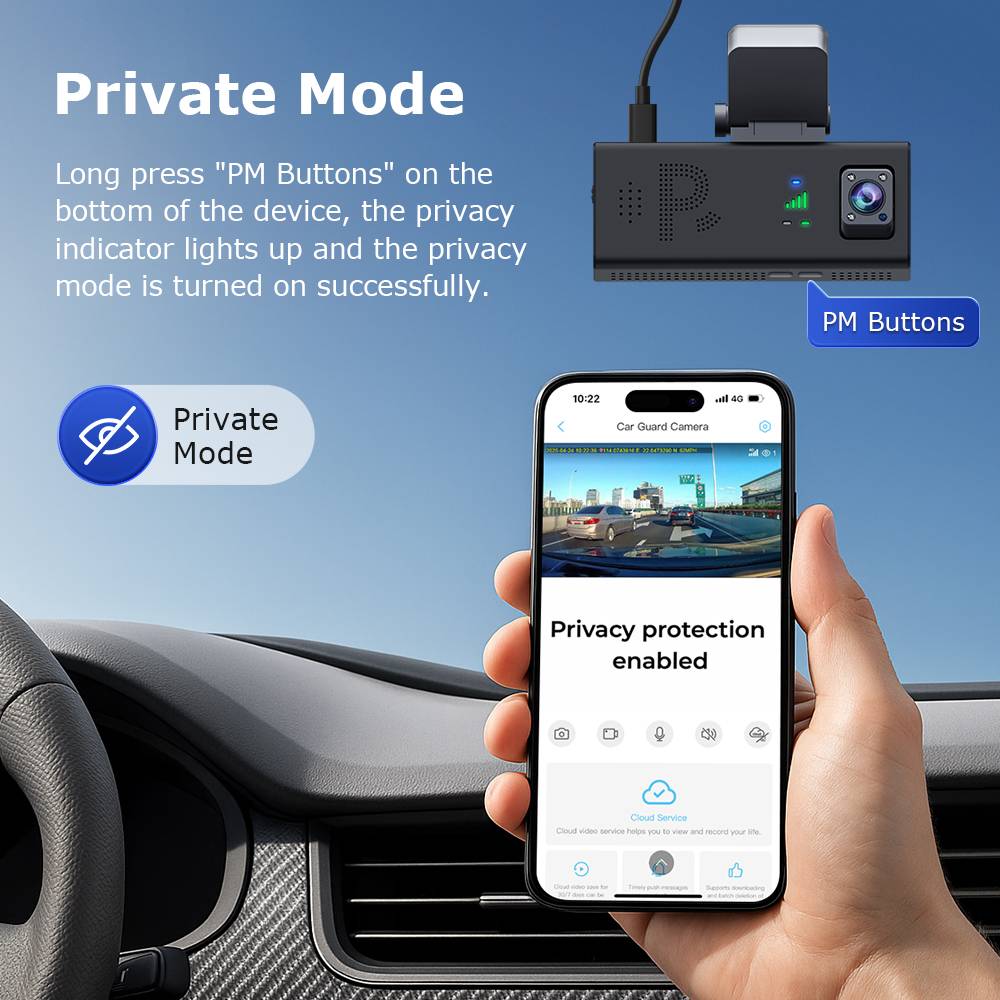 SECTEC Car Guard Camera Built in Radar Detection Front and Rear 6MP GPS Dual Lens Parking Camera