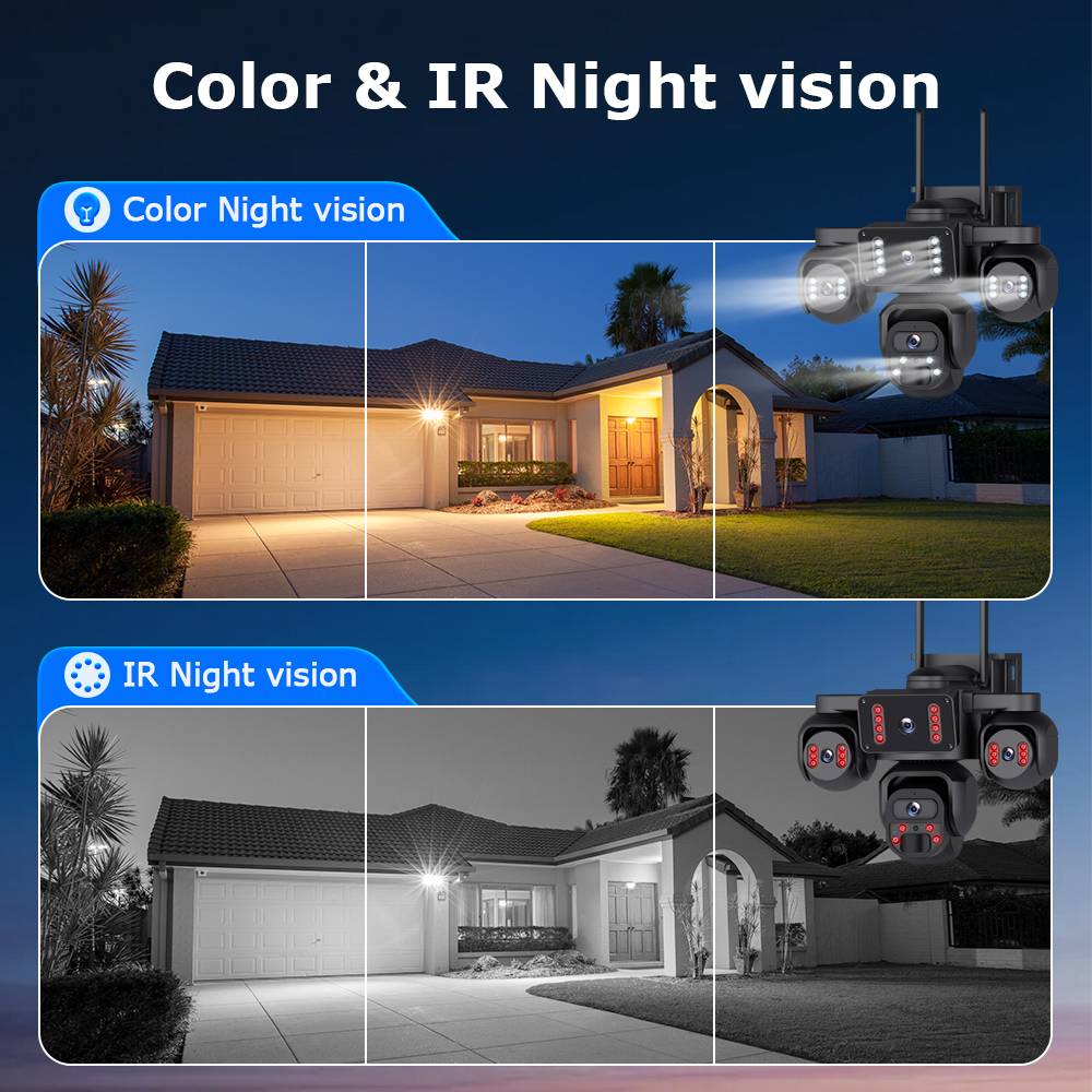 15MP 3 Lens Solar Camera PTZ 4G Battery AOV 24/7 Outdoor Security CCTV Camera