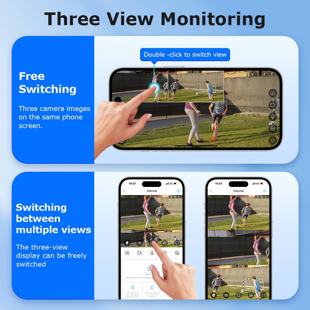 9MP Ubox 24/7 Camera 3 Lens AOV Waterproof IP66 Outdoor 4G Solar CCTV Camera