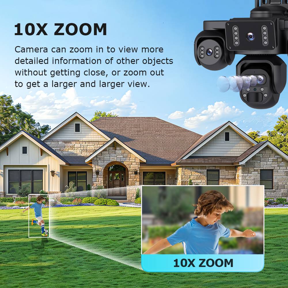 20MP Multi -angle 24/7 Continous Recording Smart Auto PIR PTZ with Zoom Cameras for Outdoor