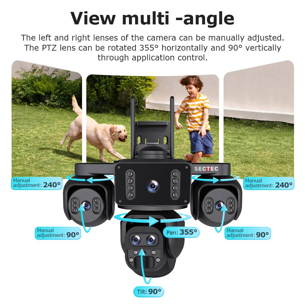 20MP Multi -angle 24/7 Continous Recording Smart Auto PIR PTZ with Zoom Cameras for Outdoor