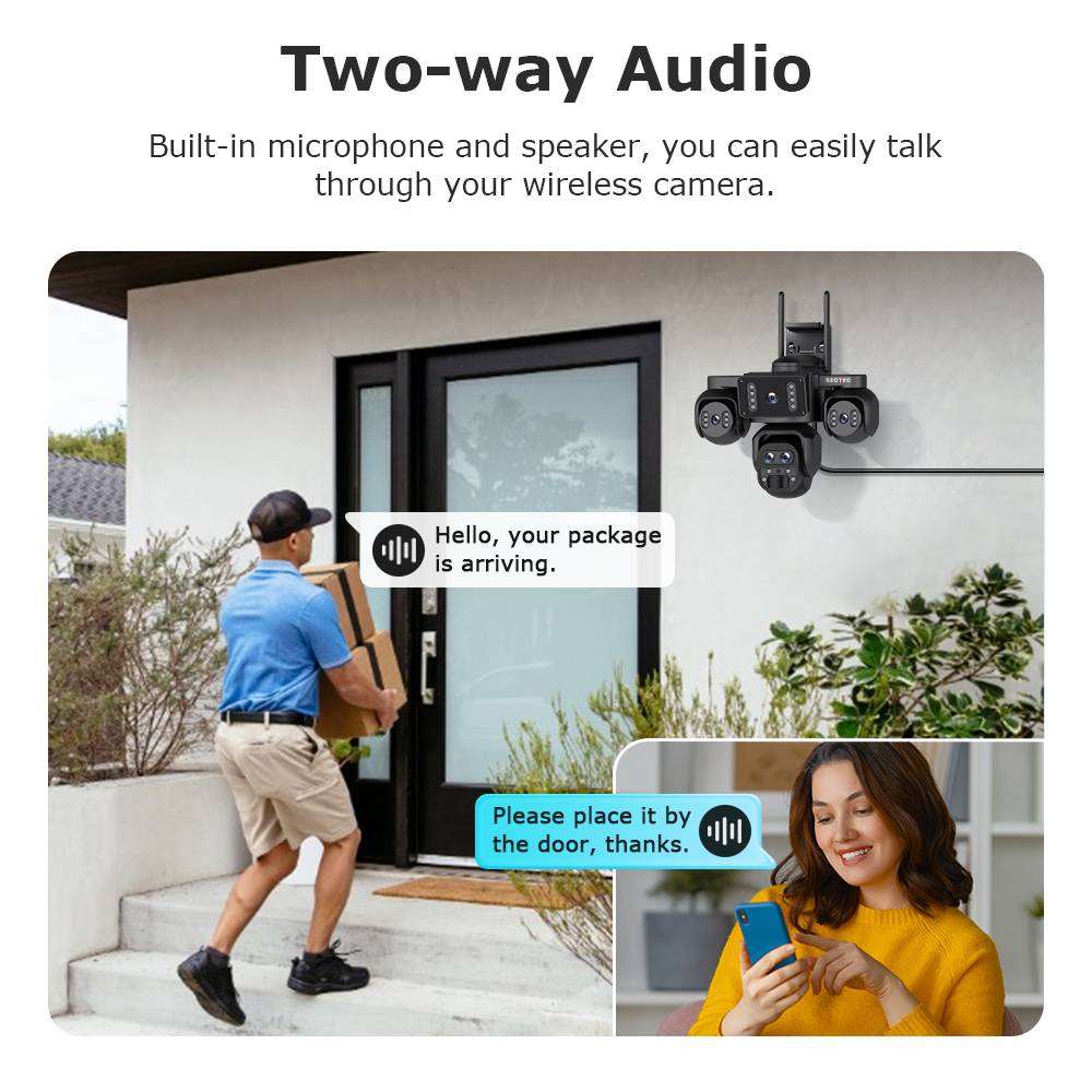 20MP Multi -angle 24/7 Continous Recording Smart Auto PIR PTZ with Zoom Cameras for Outdoor