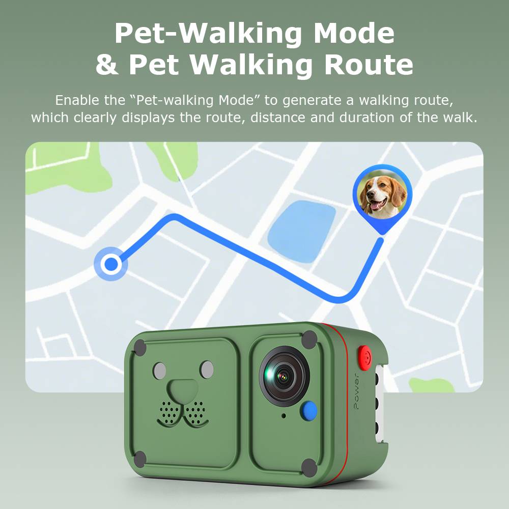 SECTEC 4G LTE Mini GPS Pet Camera Tracker 1080P Full HD Wireless Portable Pet Tracker with Two-way Audio IP67 Waterproof for Dogs Cats