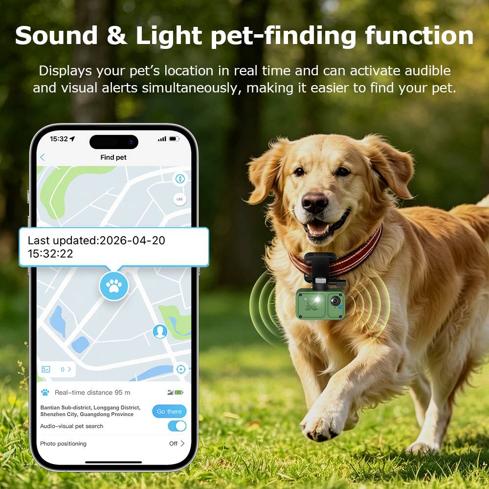 SECTEC 4G LTE Mini GPS Pet Camera Tracker 1080P Full HD Wireless Portable Pet Tracker with Two-way Audio IP67 Waterproof for Dogs Cats