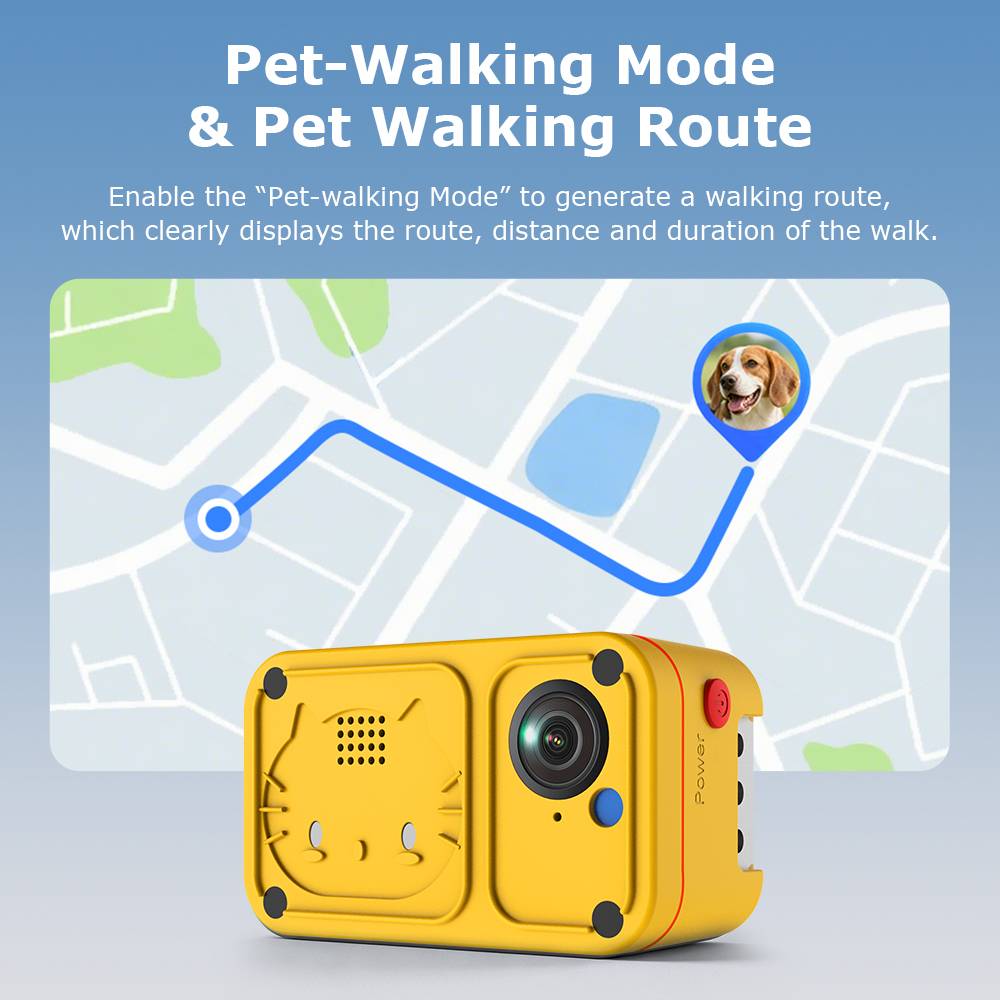 SECTEC Smart Pet GPS Tracker Camera 4G Anti-lost Two-Way Audio Dog Cat Find IP66 Pet Activity Detection Alert Security Camera