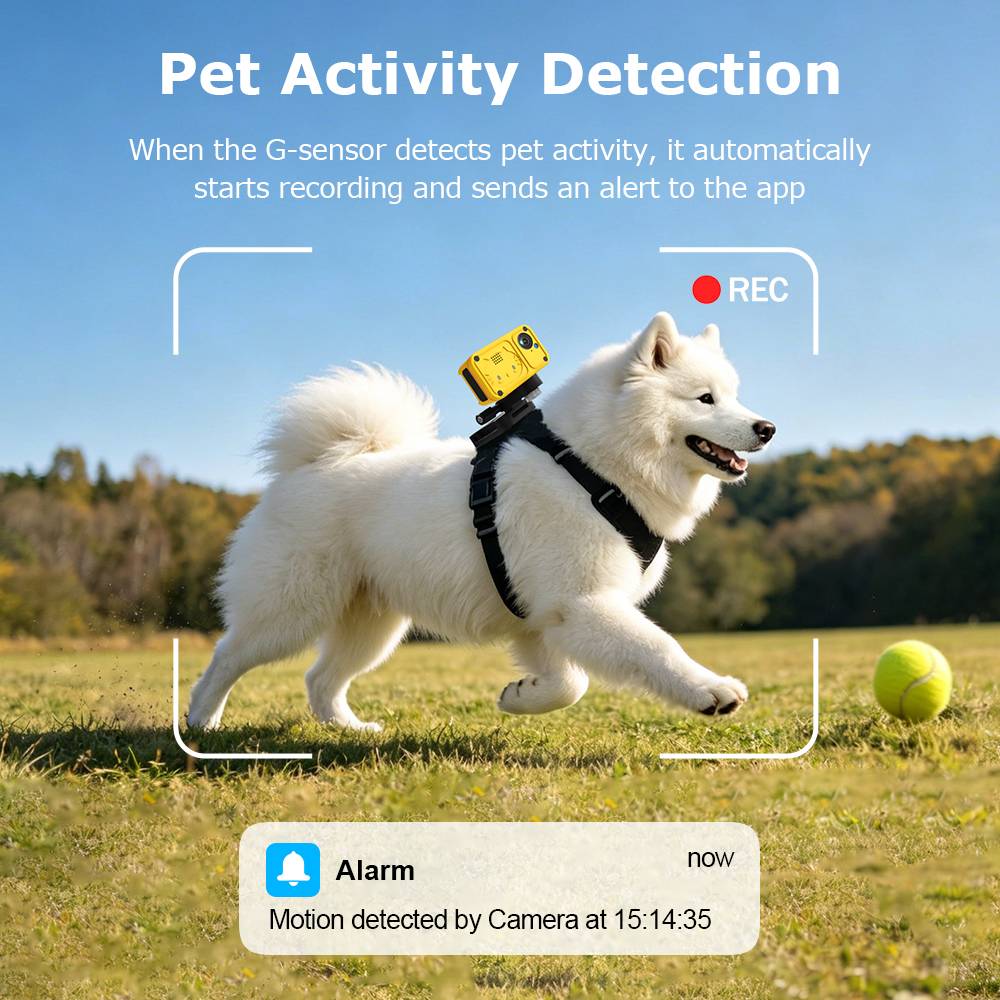 SECTEC Smart Pet GPS Tracker Camera 4G Anti-lost Two-Way Audio Dog Cat Find IP66 Pet Activity Detection Alert Security Camera