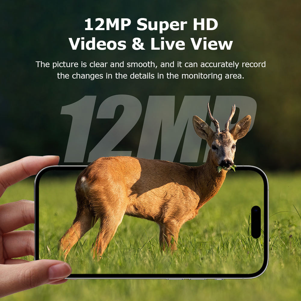 SECTEC Full Color Night Vision Three PIR 12MP GPS 4G Sim Camouflage Security IP66 Solar Battery Hunting Trail Wildlife Camera