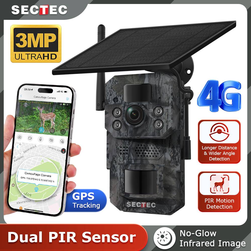 Outdoor Solar Wildlife Camera with GPS Tracking & Remote Monitoring