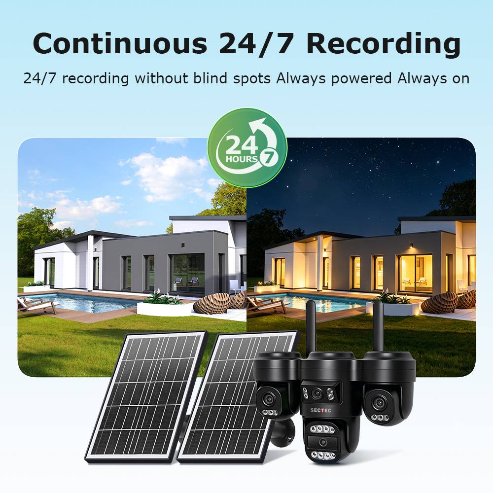 20MP 4 Lens Solar 3 PTZ Camera Outdoor Wireless 4G WiFi Solar Powered Security CCTV Solar Panel Cloud AI Human Detection 360