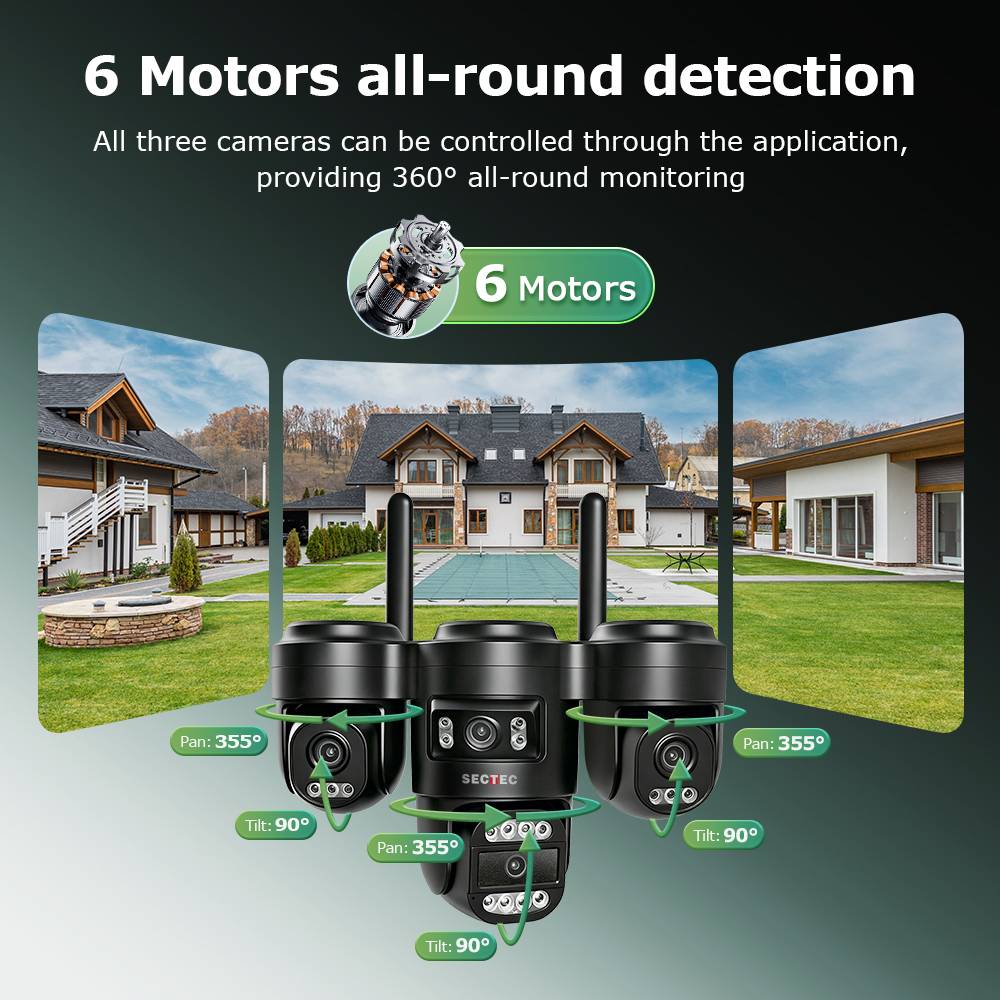 20MP 4 Lens Solar 3 PTZ Camera Outdoor Wireless 4G WiFi Solar Powered Security CCTV Solar Panel Cloud AI Human Detection 360