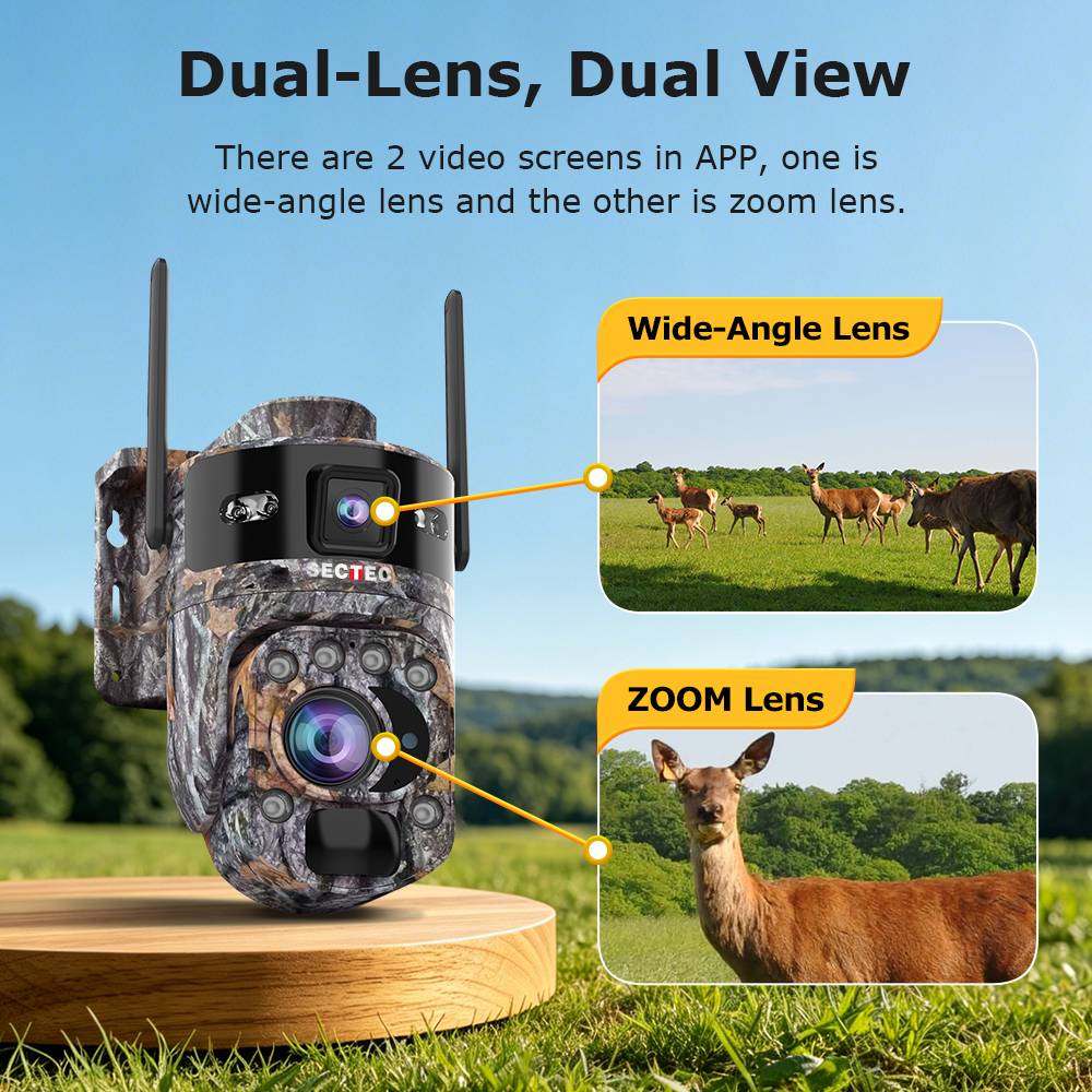 24/7 Recording Camouflage Solar Security Camera 4G WiFi Outdoor PTZ CCTV Camera Dual Lens AI Auto Tracking Night Vision