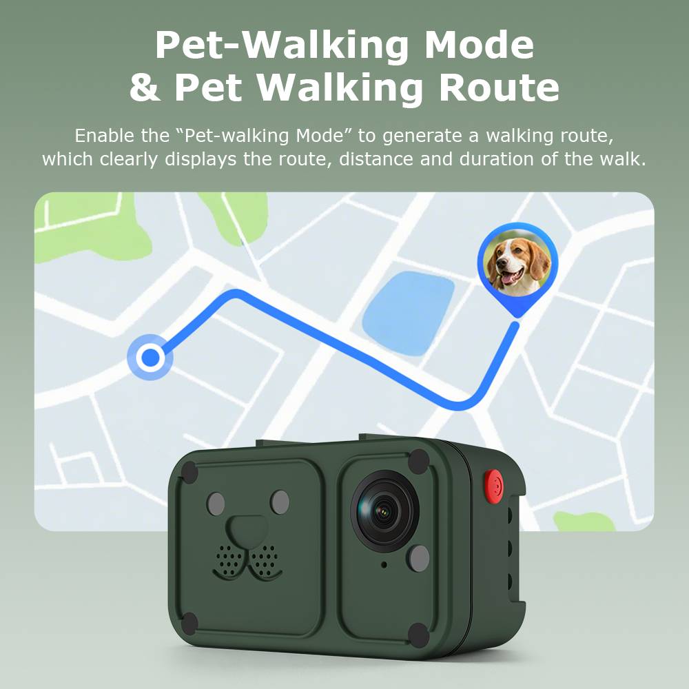 SECTEC 4G LTE Mini GPS Pet Camera Tracker 1080P Full HD Wireless Portable Pet Tracker with Two-way Audio IP67 Waterproof for Dogs Cats