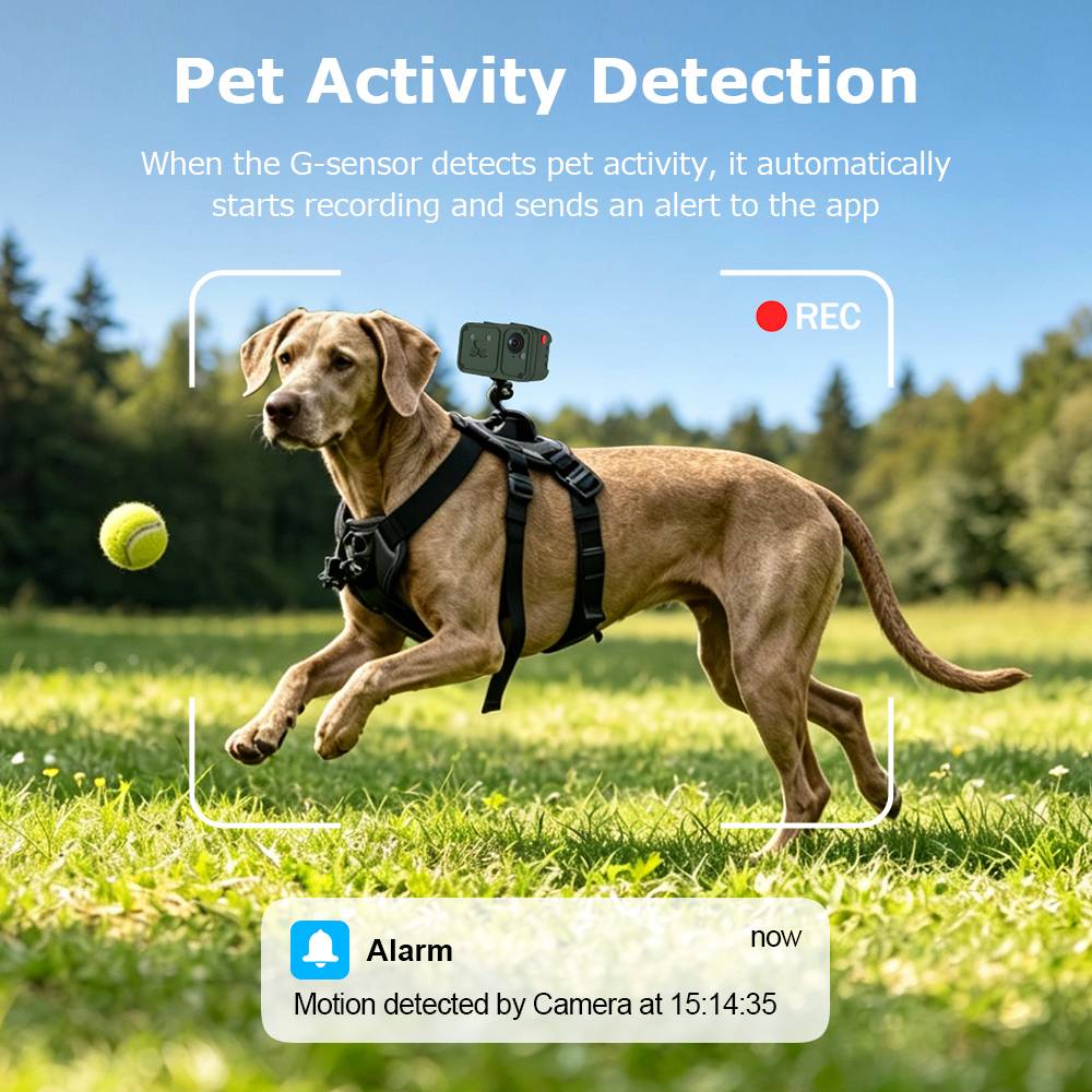 SECTEC 4G LTE Mini GPS Pet Camera Tracker 1080P Full HD Wireless Portable Pet Tracker with Two-way Audio IP67 Waterproof for Dogs Cats