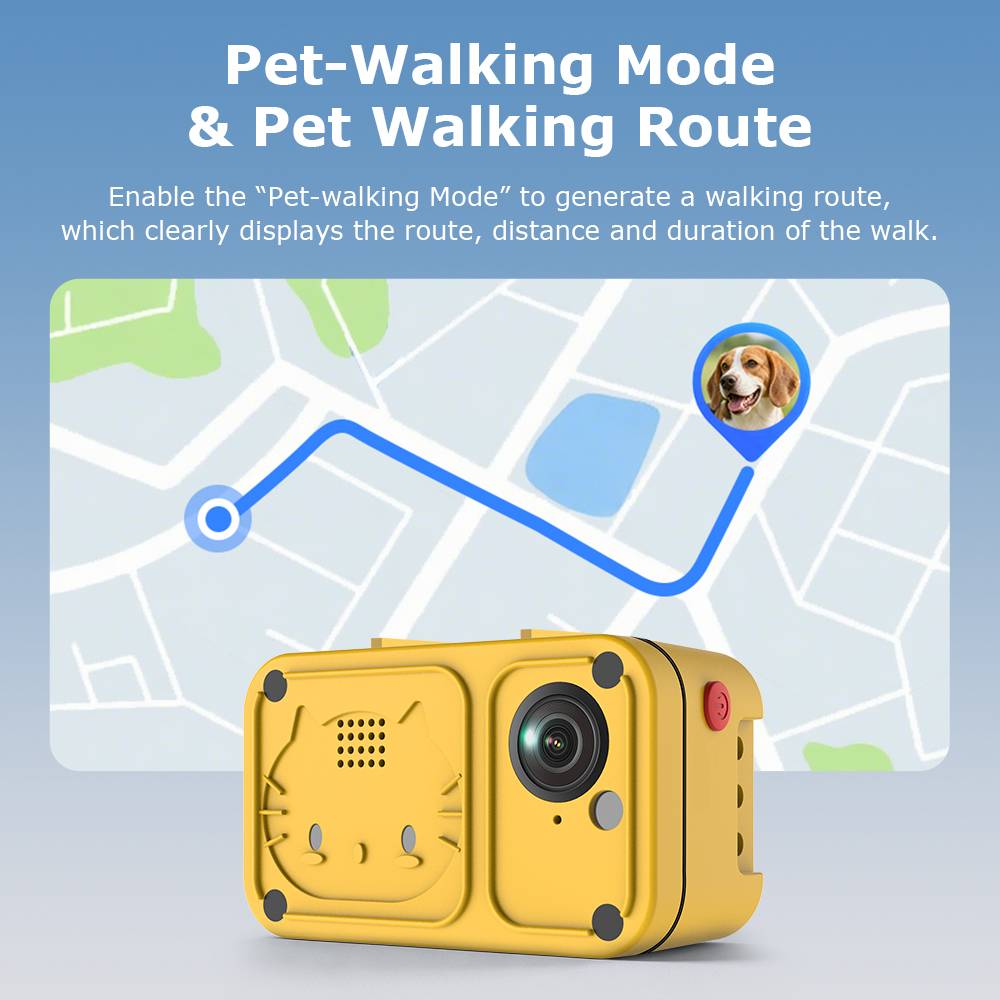 SECTEC Smart Pet GPS Tracker Camera 4G Anti-lost Two-Way Audio Dog Cat Find IP66 Pet Activity Detection Alert Security Camera