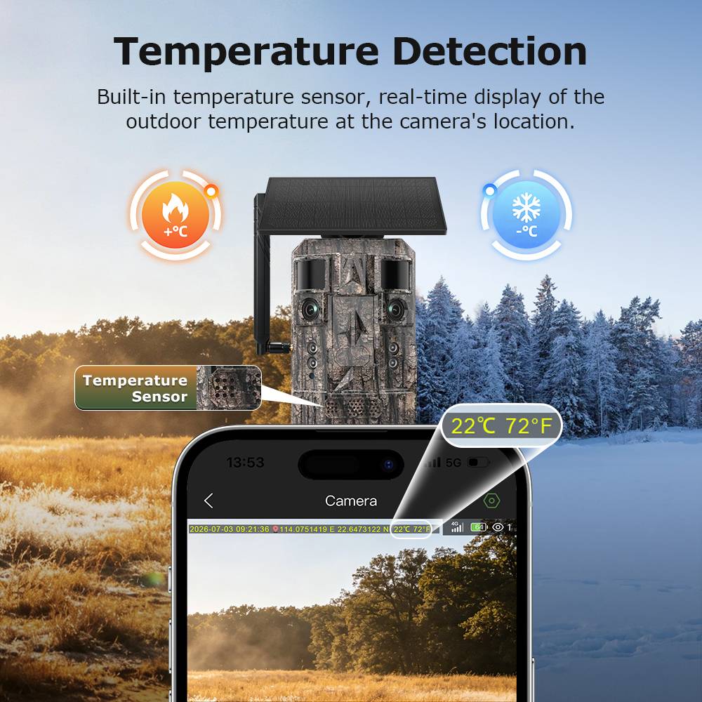 SECTEC 24MP Dual Lens Solar Hunting Camera AI Wildlife Trail Camera 4G WiFi Night Vision PIR Motion Detection IP66